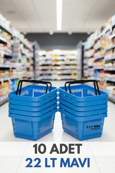 Raf Sanatı 10 Pcs / 22 Liters Plastic Grocery Shopping Basket Professional Ma...