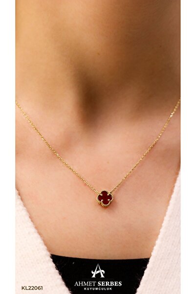 Ahmet Serbes Kuyumculuk Bordo Yonca Kolye