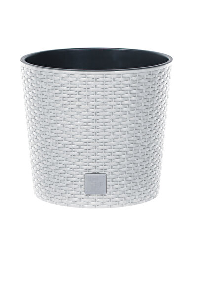 Prosperplast γλάστρα, Rato Round, απομίμηση λευκού rattan 7,5L, 250x224mm