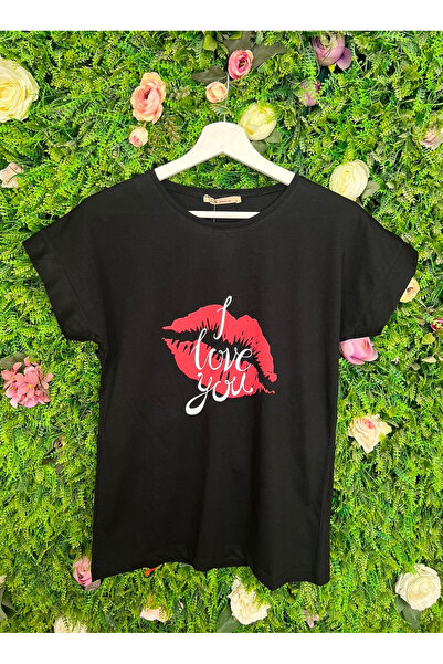 Mad Diva Tricou Negru din Bumbac, I Love you