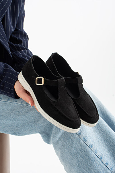 SHOW LİFE Stylish Women's T-Strap Ballerina Comfortable Daily Shoes