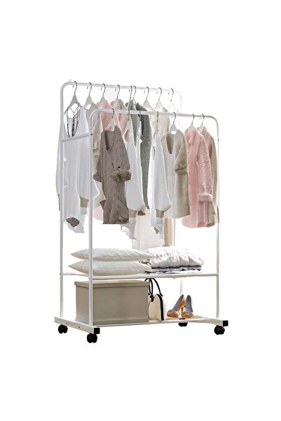 DacEnergy Cuier mobil cu doua randuri de rafturi, alb, RAINER