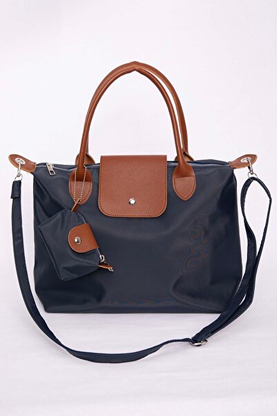 EBRUTESETTÜR Zippered Cover Hand & Shoulder Bag Navy Blue