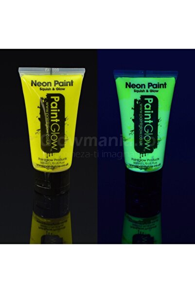 OEM Vopsea neon reactivă UV pentru bodypainting, sticlă 50 ml, galben UV