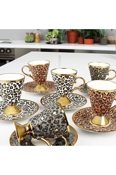 Kosova Porselen 6LI Ayaklı Kahve Fincanı Karışık Renk 90 ML