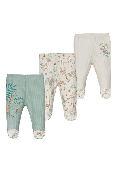 Motebarn Wear Baby Boy Booties Single Bottom Set of 3 – Mint Green & Ecru Saf...