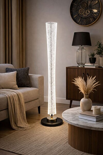 MARS CONCEPT LED Lambader 3 Işık Modlu 126 cm Modern Ayaklı Lamba Kristal Göv...