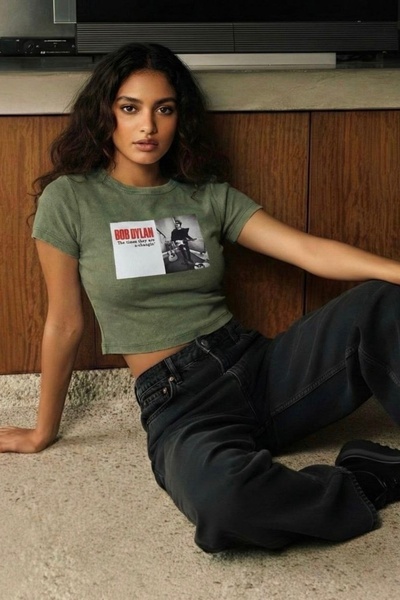 Noi Belis Washable Crop Length Printed Knitted Blouse Ss26Bz0014