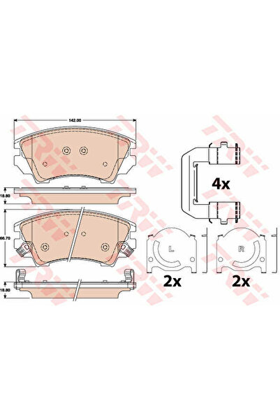 TRW Σετ τακάκια φρένων, δισκόφρενο Gdb1783 Buick (Sgm) Gl8 S Ii/Lacrosse/Rega...
