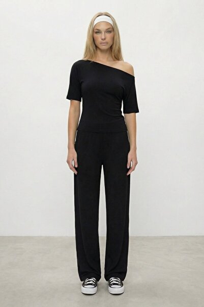 VAGGON Set bluză și pantaloni cu decolteu bărcuță