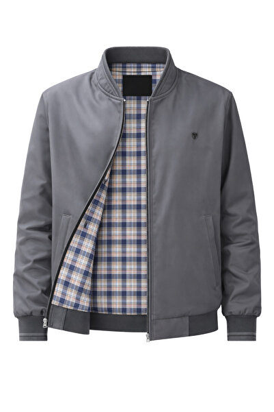 SİVAİST Erkek Gri RegularFit Bonded Kumaş Hakim Yaka Mevsimlik&Yazlık Mont