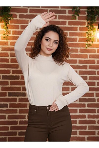 THEBEK Women's Fingerless Body Fingerless Turtleneck Sweater Super Quality Tu...