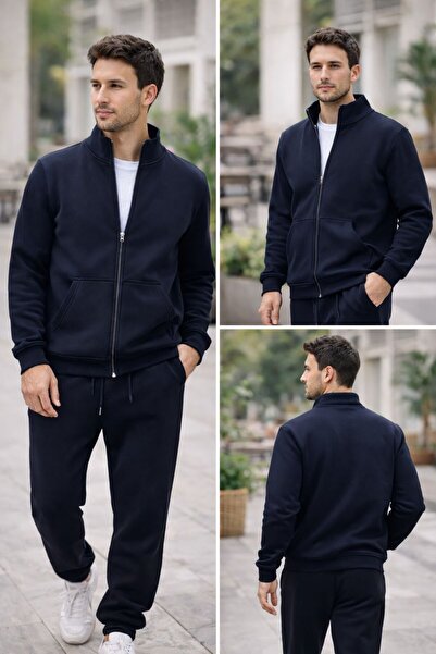 PİXELİA Unisex 3 Threaded Threaded Double Daily Use Regular Size Tracksuit Se...