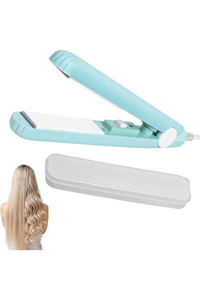 OEM 2-in-1 mini straightener for wavy hair, blue