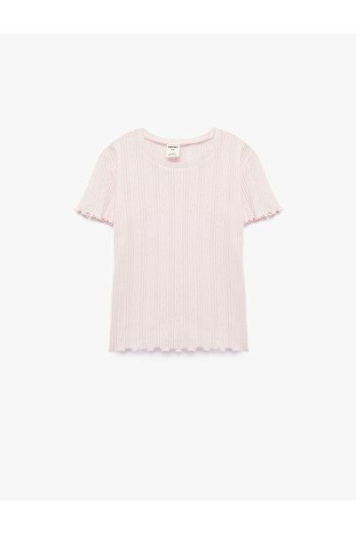 Koton Λεπτομέρεια με βολάν Κοντομάνικο μπλουζάκι με λαιμόκοψη ποδηλάτου, σετ ...