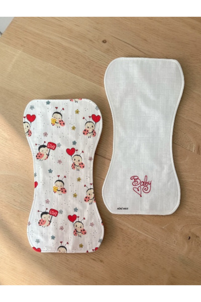 NÜNÜ ANNE , Alezli Müslin Bebek Omuz Mendili, %100 Pamuklu Sıvı Emici / Geçir...