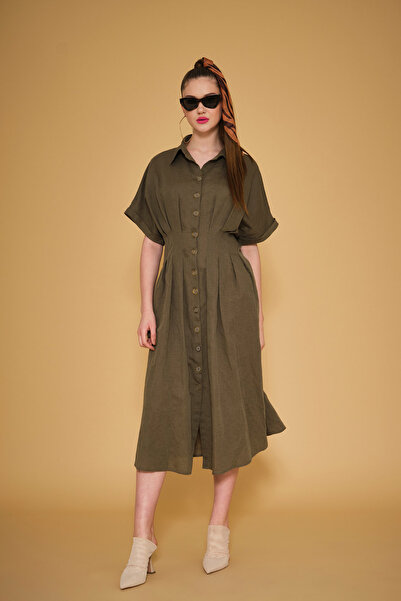 VERDA Shirt Collar Linen Dress