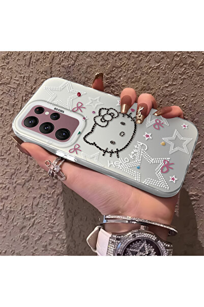 CHICASELUX حافظة هاتف من السيليكون ذات حافة صلبة وخلفية صلبة بنمط كيتي متوافق...