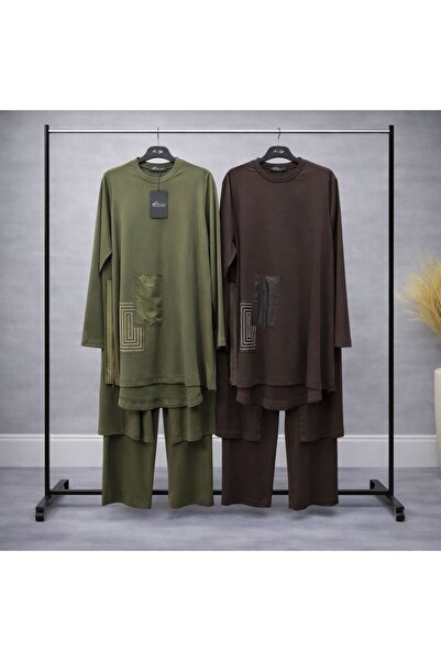 Nurcan Çetin Garnili Uzun Tunik Pantolon Takım – Rahat Kalıp Günlük Kombin