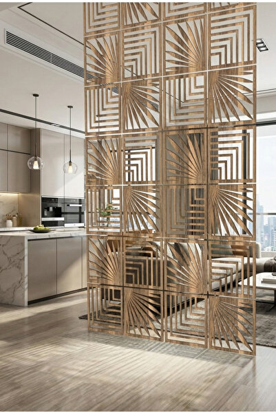 Tooall Lazer Kesim Ahşap Seperatör, Ev ve Ofis İçin 40x40 cm Modüler Dekorati...