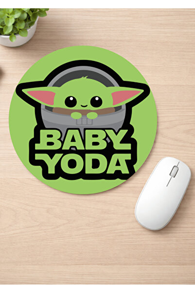 Eylül Design Baby Yoda Printed Round Non-Slip Mousepad Ergonomic Mouse Pad