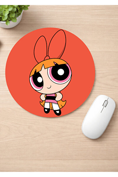 Eylül Design Powerpuff Girls Printed Round Non-Slip Mousepad Ergonomic Mouse Pad