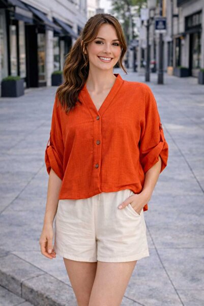 forte bella Waist Tie Detail Linen Shirt