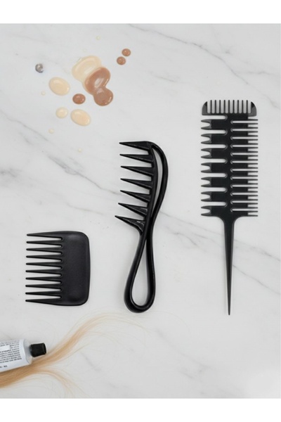 gaman Set profesional de 3 piepteni pentru păr - Pieptene negru pentru descur...