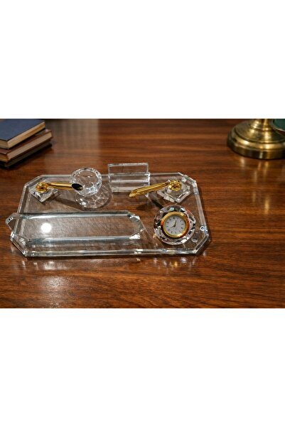 MERTKRİSTAL Kristal Masa Isimliği Kalemli Ofis Hediyesi Masa Isimliği M102