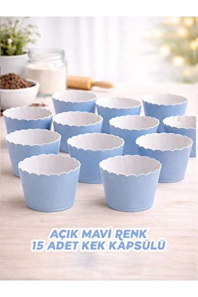 parti pera Mavi Cupcake Kek Kapsülü 15 Adet