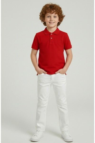 NACAR STORE Set de tricou cu mânecă scurtă cu guler polo și pantaloni albi pe...