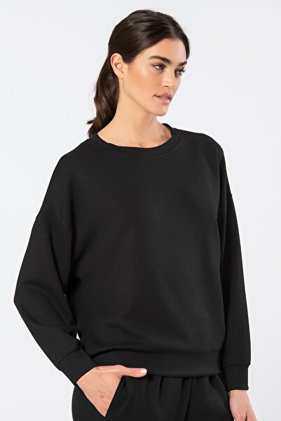 TÜREN Women's Crew Neck Sweatshirt 3613/Black