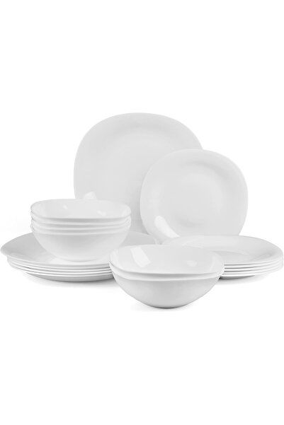 OEM 18-piece opal glass dinnerware set, dishwasher and microwave safe