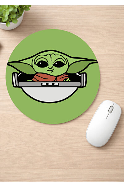 Eylül Design Baby Yoda Printed Round Non-Slip Mousepad Ergonomic Mouse Pad