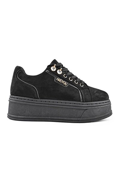 Tmall women's sports shoes,-Leather, Platform, D1471, Black