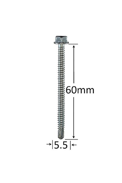 Gray Square Surub Autoforant Cap Hexagonal 5.5x60mm Zincat - 100buc/cutie