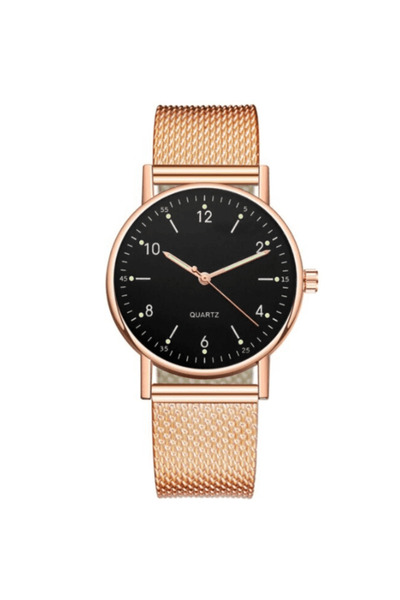 CRM Elegant Watch for Women, CRM, Quartz, Mesh Strap, Rose Gold/Black