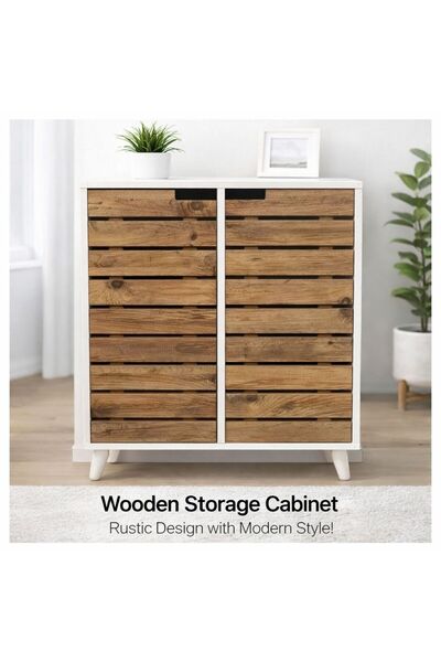 Ofisbazaar DOLY STORAGE CABINET WITH 2 DOORS WOOD LOOK 33X70X120 CM