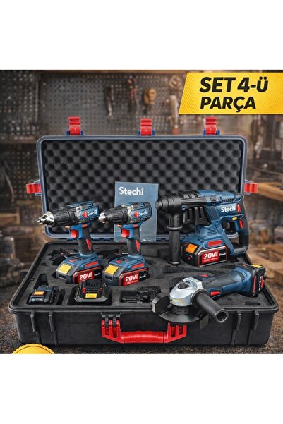 sTech Profesyonel Set – Matkap + Darbeli Matkap + Kırıcı Delici + Spiral– Çif...