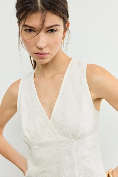 Stradivarius Embroidered strap top