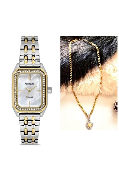 Ferrucci Dikdörtgen Zirkon Taşlı Zarif Model Çelik Kadın Kol Saati+%100 Çelik...