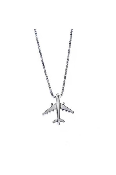 Tessero Men's Silver Airplane Pendant Chain - Premium Stainless Steel, Pilot ...