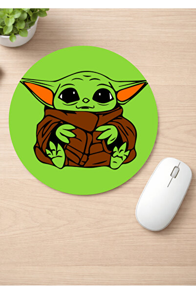 Eylül Design Baby Yoda Printed Round Non-Slip Mousepad Ergonomic Mouse Pad