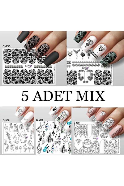 ECLAT TIRNAK STİCKERİ DANTEL, SARMAŞIK, GEOMETRİ (SULU TATTOO ÇIKARTMA) ŞEFFA...