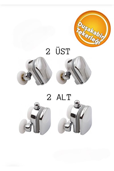 İLHAN Çift Tekerlekli Duşa Kabin Tekerleği Alt Üst Takım 4'lü Set