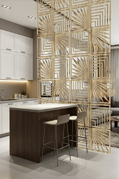 Tooall Lazer Kesim Ahşap Seperatör, Ev ve Ofis İçin 40x40 cm Modüler Dekorati...