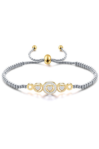 Tessero Elegant Women's Bracelet Hearts Gold & Silver - Decorated with Crysta...