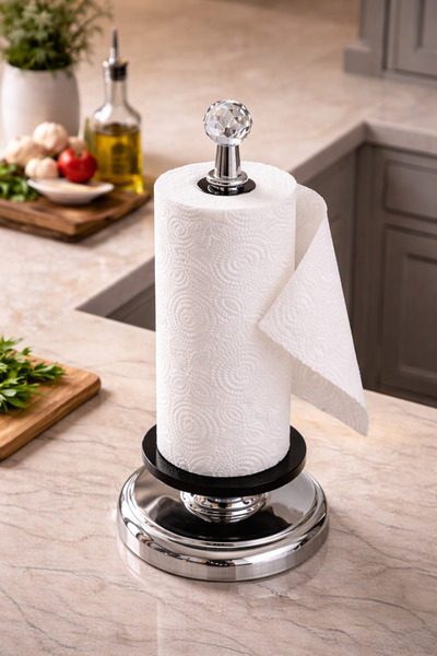 MİS KİTCHEN Premium Metal Paper Towel Holder with Crystal Detail, Countertop ...