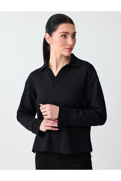 Jimmy Key Чорна поло з довгими рукавами, трикотажна кофта з модалу