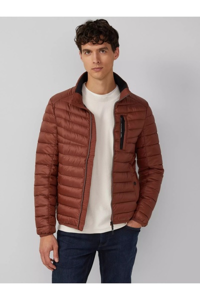 s.Oliver Men's lightweight quilted jacket with contrasting sporty details, Brick